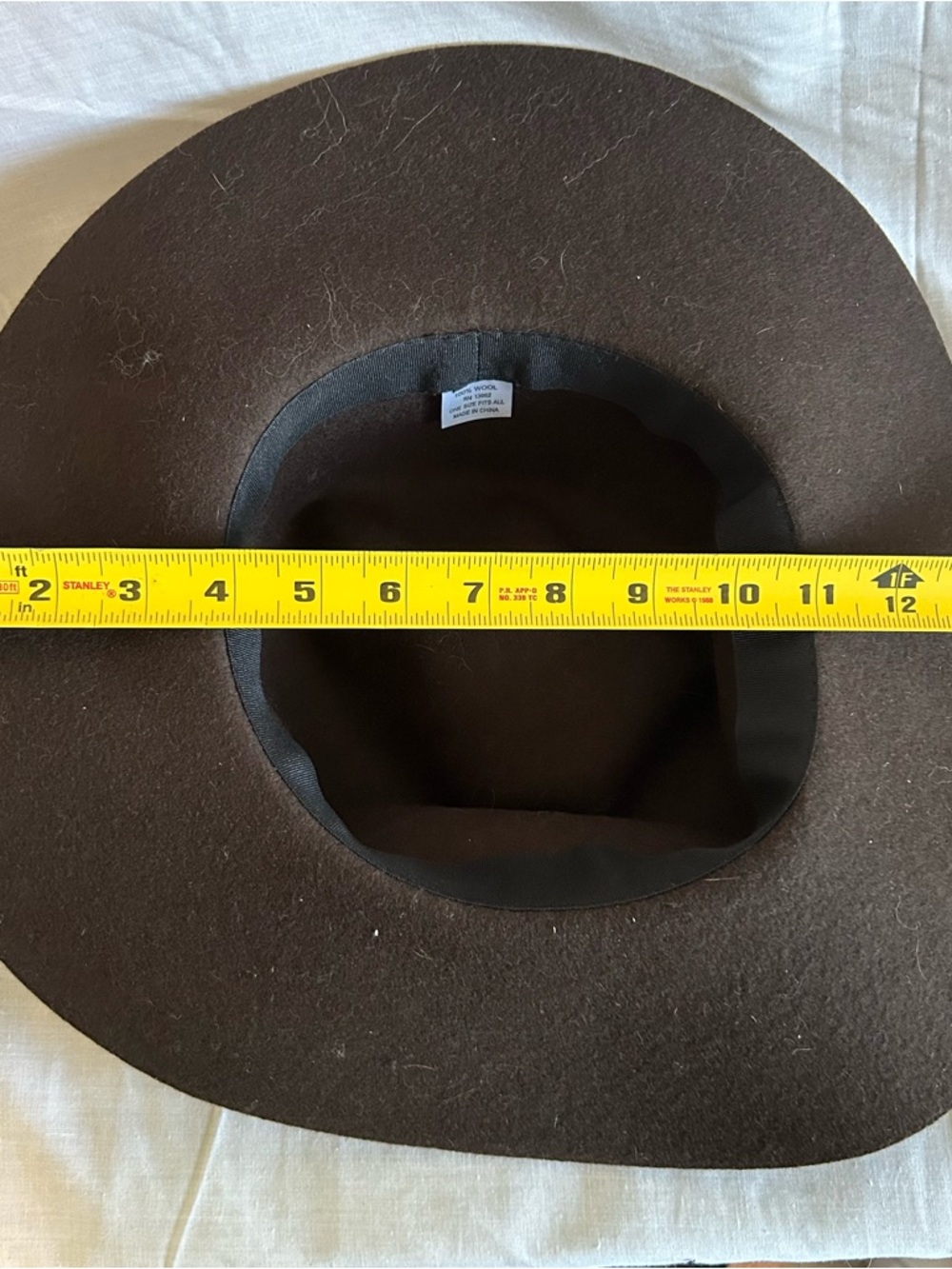 Unisex Fedora Wide Brimmed 100% Wool Hat Brown Faux Leather Band One Size - Picture 4 of 6